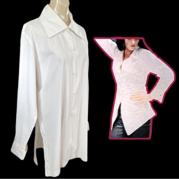 Printemps France Z Victory White Cotton Neapolitan Cuff Puritan Collar Blouse - Picture 1 of 16